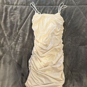 Lucy in the Sky Shimmering Cream Mini Dress